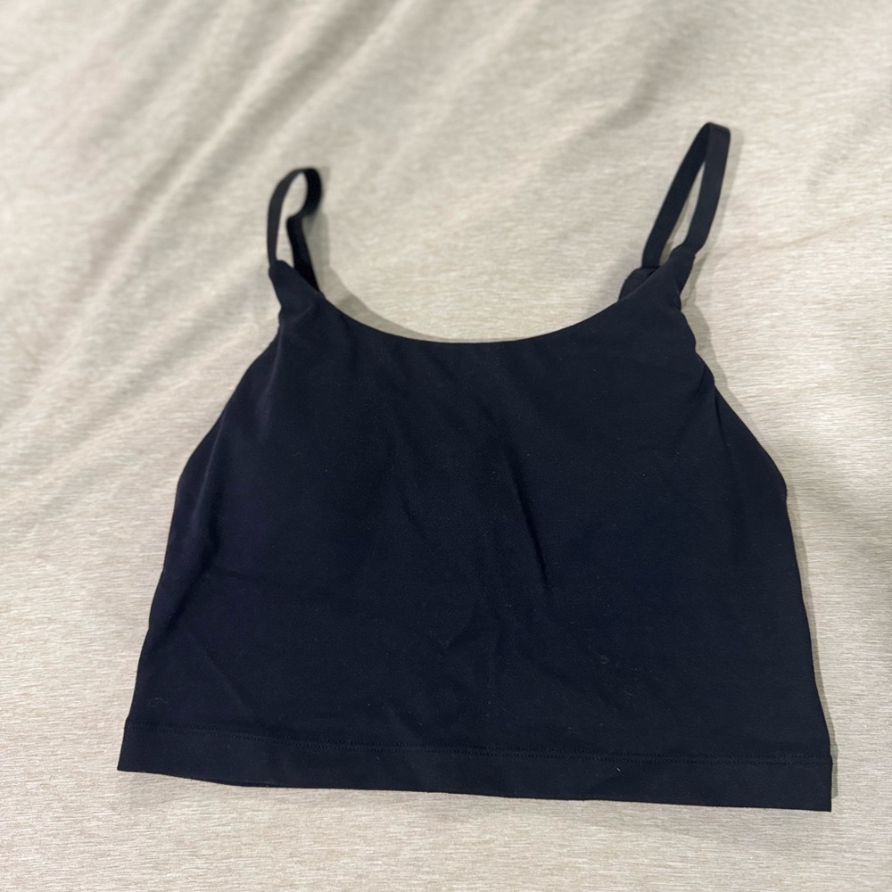 Alphalete Soft-Brushed Long-Line Sports Bra/Top - Black, Size S